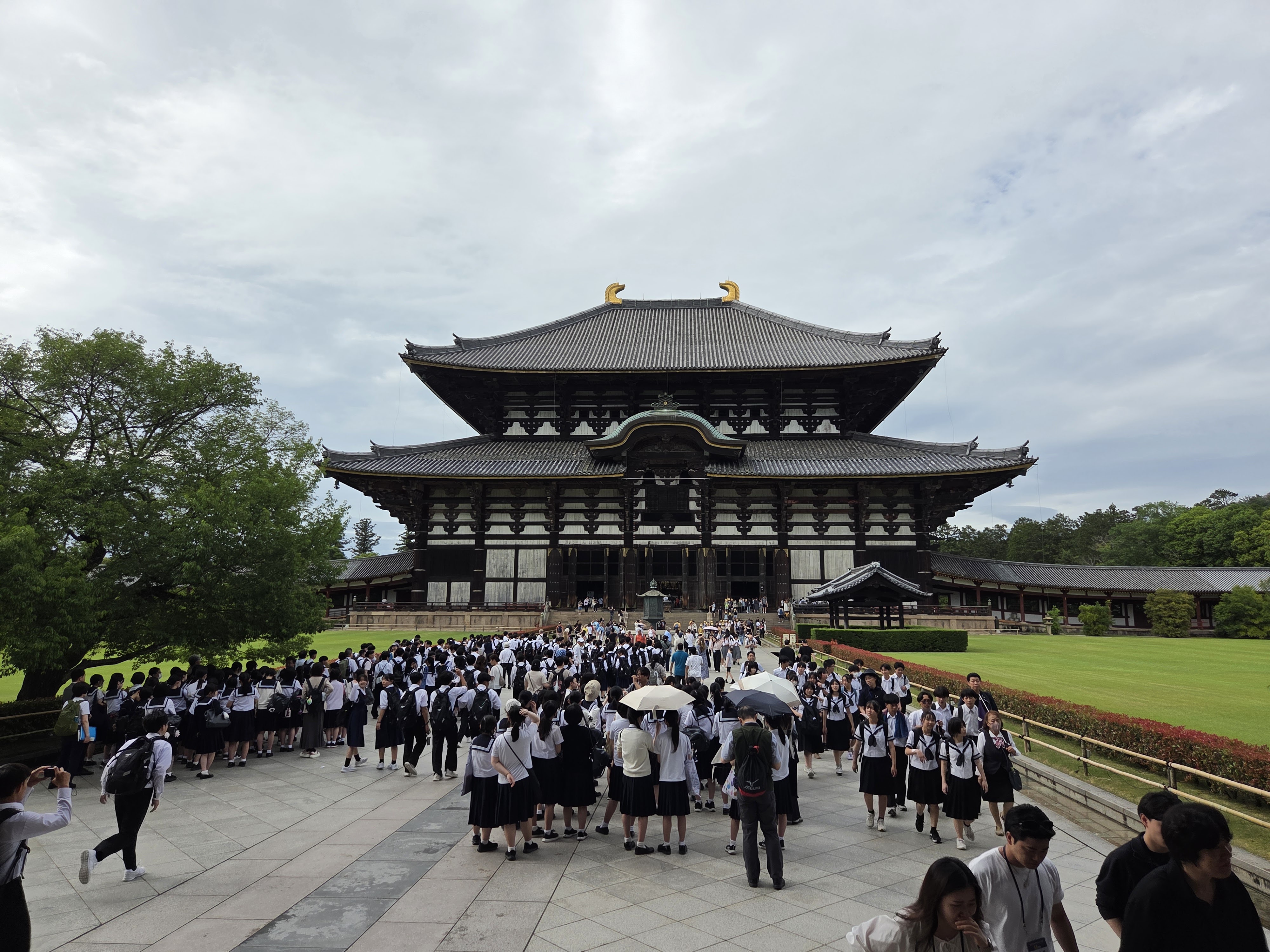 Todai-ji and visiting school groups in Nara